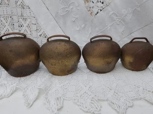 Antique Set of 4 Graduated Varrone Premana Goat Cow Bells Italian Alps - Picture 1 of 7