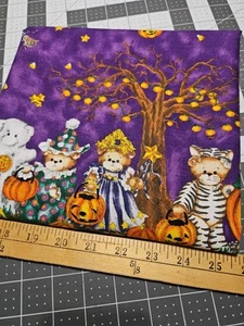 Vtg RARE 1996 Lucy Riggs Hi-Fashion BORDER Fabric HALLOWEEN BEARS PUMPKINS - Picture 1 of 7
