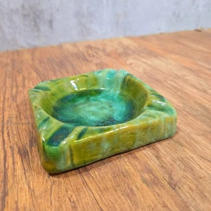 Vintage John Campbell Tasmania Studio Pottery Green Drip Glaze Ashtray - Picture 1 of 10