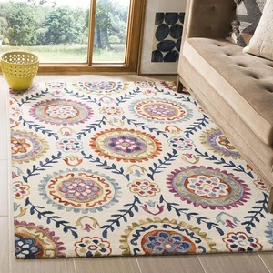 Elegant Handmade Wool Rug 6x9 Decorative Floral Carpet for Bedroom & Living Room - Picture 1 of 5