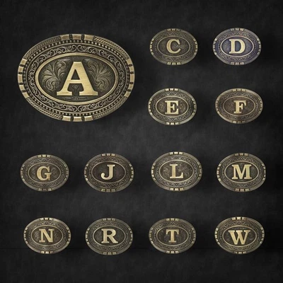 Montana Silversmiths Exos Brass Cast Initial Belt Buckle New! - Image 1 of 4