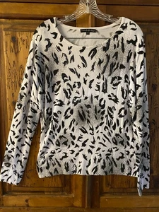 Pierri New York, Black and white beaded, animal print, sweater - M - Picture 1 of 7