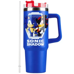 Vaso para niños Sonic the Hedgehog con pajita 28 oz taza aislante con mango de tapa... - Imagen 1 de 6