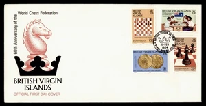DR WHO 1984 BRITISH VIRGIN ISLAND FDC CHESS CACHET COMBO $1 M48112 - Picture 1 of 2