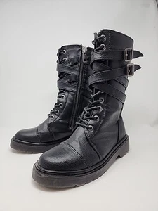 Demonia Rival 307 Criss-Cross Buckle Combat Boots Black Size 7 EUC - Picture 1 of 11