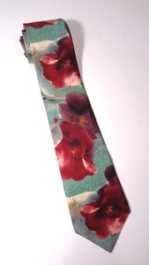 Cravatta uomo HALSTON III Italia seta designer USA ibisco floreale multicolore usata in ottime condizioni - Foto 1 di 5
