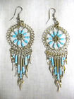 New Spiral Star Spirit Dreamcatcher W Baby Blue Seed Beads Hook Wire Earrings