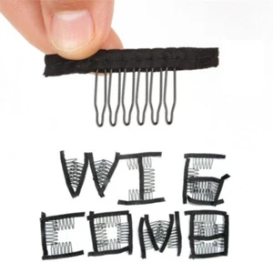 ¡¡¡Stock de EE. UU.!!! 50 un. (6 dientes) peines negros para tus gorras completas de peluca y extensión de cabello - Imagen 1 de 4