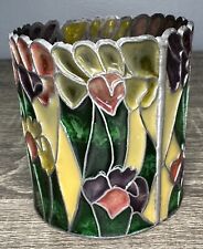 Handmade Stained Glass Tealight/Candle Shade- Floral Design