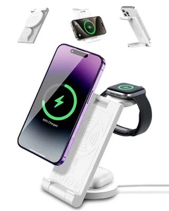Estación De Carga Inalambrica Para Iphone Celular Reloj Audifonos 3 En 1 NUEVO. - Imagen 1 de 8