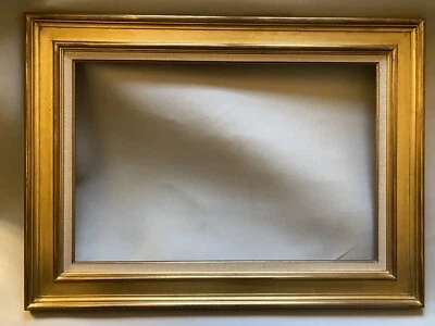 Cadre Ancien Style XVII Italien À Cassetta Espagnol Noir Doré XX  81 x 53 cm 25M - Photo 1/4