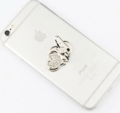 Soporte de anillo de dedo de cristal giratorio 360 para teléfono celular-Doble amor CORAZONES  Foto 1 de 4