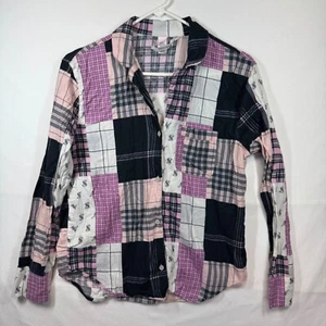 Victoria's Secret Pyjama Oberteil Patchwork kariert Knopfleiste Schlafshirt Gr. XS - Bild 1 von 6