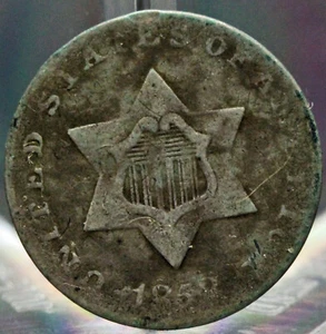 PLATA DE TRES CENTAVOS 1852 EN MUY BUEN ESTADO - Imagen 1 de 2