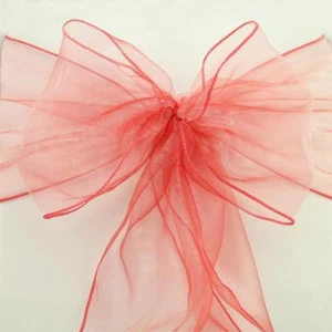 Coral organza chair sashes anniversary wedding birthday party chair decoration - Picture 1 of 5