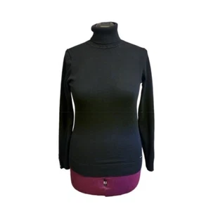 Suéter Tommy Hilfiger Para Mujer Talla M Mangas Largas Botones Negro Cuello Alto - Imagen 1 de 9