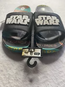 Star Wars Logo w/ Grogu Mandalorian Sandal Slides Sz M $29.99 GroudUp - Picture 1 of 6
