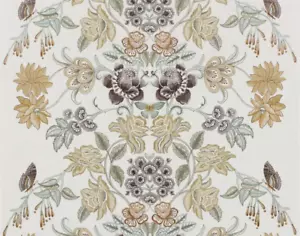DESIGNERS GUILD CURTAIN FABRIC Isabella 0.90 METRES OCHRE EMBROIDERED DESIGN - Picture 1 of 7