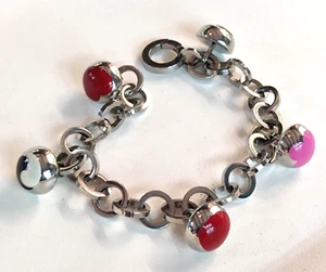 Steel Bracelet With Charms Enamelled Signature bliss - Silver Charms Bracelet - Picture 1 of 9