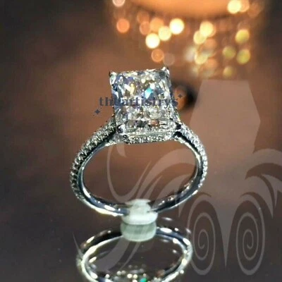CUSTOM/ 3.50 Ct CENTER STONE Moissanite Solitaire Ring 14K White Gold Radiant - Image 1 of 4