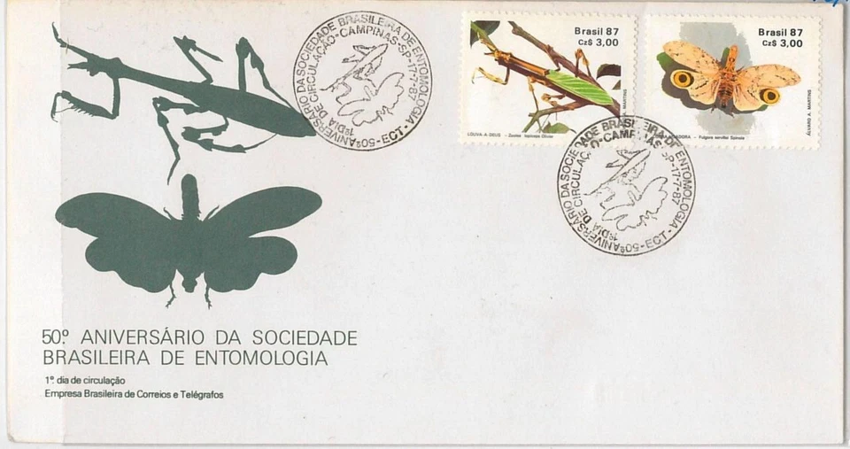 42852 - BRAZIL -  POSTAL HISTORY - FDC COVER - 1987 BUTTERFLIES  STICK INSECT - Image 1 of 1
