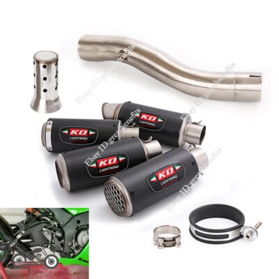 Silenciador de fibra de carbono tubo de enlace de escape medio para Kawasaki Ninja ZX10R 2004 2005 Foto 1 de 4