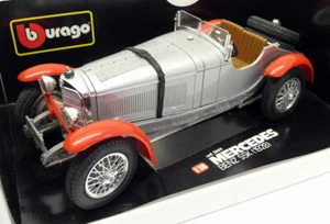 Burago 1/18 Scale Diecast 3009 Mercedes Benz SSK 1928 Silver Red Model Car - Bild 1 von 3