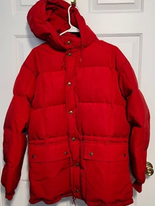 VINTAGE Eddie Bauer Goose Down Parka Ski Winter Coat Red USA Large - Picture 1 of 23