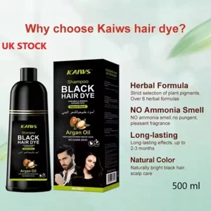 Champú color cabello negro (kaiws) para unisex, sin amoníaco, sin manchas en la piel y el cuero cabelludo - Imagen 1 de 13