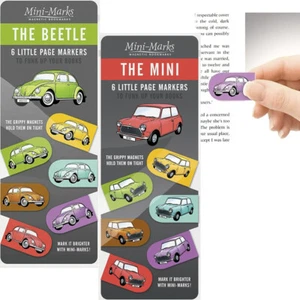 12 KÄFER & MINI OLDTIMER MAGNETISCHER PAGE MAKER Neu Clip auf Lesezeichen Schreibwaren - Bild 1 von 2