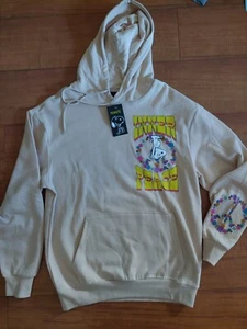 Peanuts Charlie Brown Snoopy Inner Peace Pullover Hoodie Sweatshirt Size M Beige - Picture 1 of 6