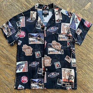 Vintage Harley Davidson Youth Hawaiian Shirt Size 8 PLEASE READ  - Picture 1 of 14