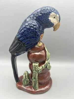 复古手绘装饰陶瓷蓝色鲈鱼鹦鹉雕塑雕像 10 — 第 1/4 张图片
