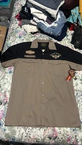 hard rock guitar company Patchwork Mechanic Shirt NEW - Picture 1 of 11