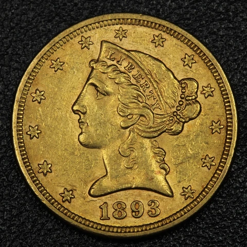 1893 Liberty Head $5 Five Dollar Gold Half Eagle Cover
