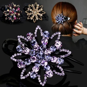Ladies Crystal Rhinestone Hairpin Hair Clips Hair Claw Fashion Hair Accessories - Picture 1 of 60