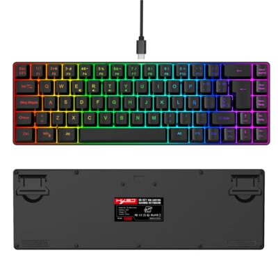 V200 with Spanish Wired 68Key RGB Streamer Mini Gaming Keyboard 19-Key Conflic - Image 1 of 4