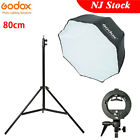 US GODOX 80cm 32" Octagon Umbrella Softbox+2m Light Stand+S-Bracket Fr Speedlite
