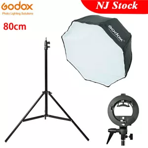 Softbox ombrello ottagonale US GODOX 80 cm 32" + supporto luce 2 m + staffa a S Fr Speedlite - Foto 1 di 12