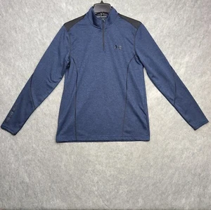 UNDER ARMOUR COLDGEAR 1/4 Zip Pullover Sweatshirt Men L Fitted Blue Mock Neck - Picture 1 of 12