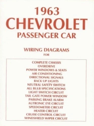 Chevrolet 1963 Impala, Bel Air y Biscayne tamaño completo diagrama de cableado de auto Foto 1 de 1
