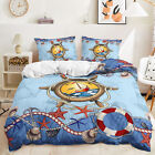 Rudder Voyage Ocean Duvet Doona Cover Queen Bedding Set Pillowcase