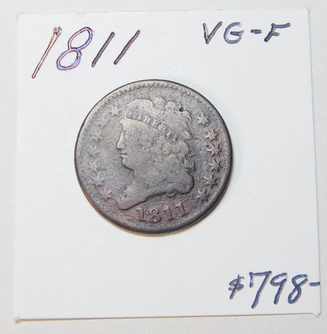 VERY SCARCE 1811 HALF CENT! THE KING OF THE SERIES !!!!!!!!!!!!!!!! VG - FINE! ⭐ Cover