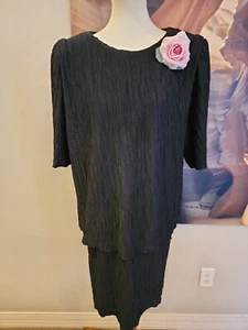 Women's Riccardo Dress 20 1/2 Black Short Sleeve Vintage - Picture 1 of 8