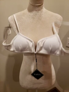 ZAFUL Bikini Blanco Para Mujer Traje de Baño Acanalado Frontal en V Talla 4 Blanco Informal Cómodo - Imagen 1 de 4