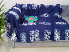 Indigo tie dye throw blanket/Handwoven hand dyed sofa throw