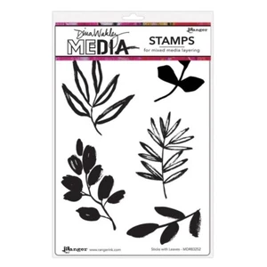 Dina Wakley Media Cling Stamps 6"X9" Sticks with Leaves - Picture 1 of 1