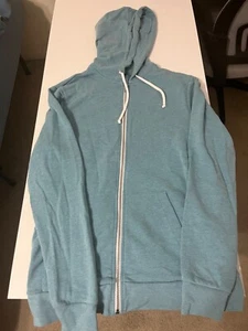 H&M Blue Jacket Mens Warm Medium Coat Hoodie With Zipper - Picture 1 of 4