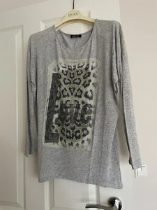 MARGITTES Luxus Shirt Bluse Top grau Glitzer Motiv Leo Gr. ca. 38 evtl. 40 42 - Bild 1 von 8