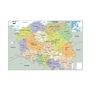 A1 A2 A3 Mapa de Polonia Administrativo Arte de Pared Póster Telón de Fondo Impresiones Decoración - Imagen 1 de 10